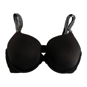 VERY SEXY Bombshell 34DD Push Up Bra, Black with logo straps